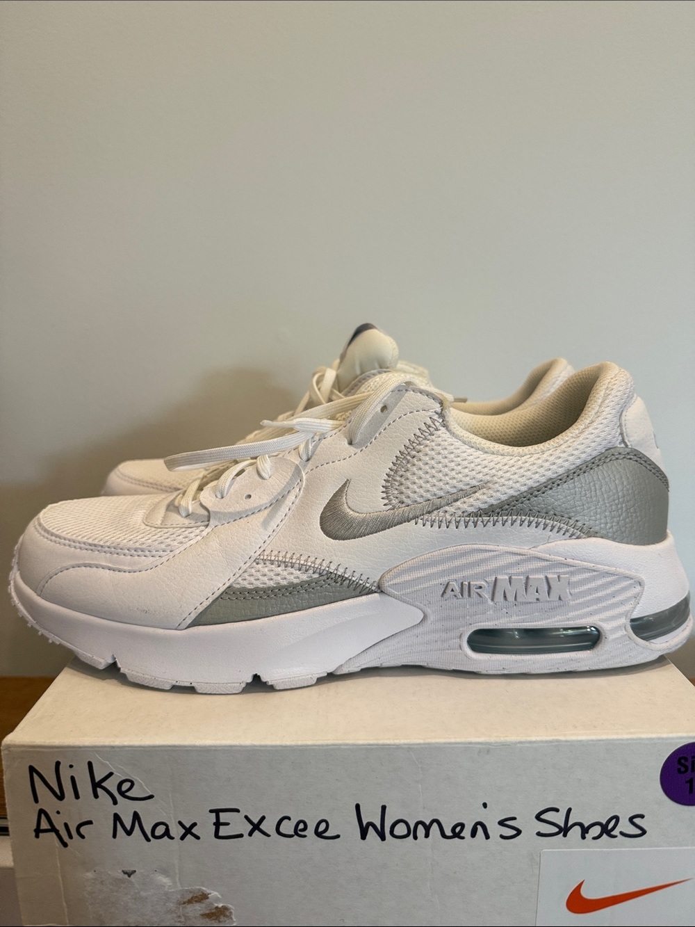 Women’s Nike Air Max Excee White and Grey Athletic Shoes Size 12